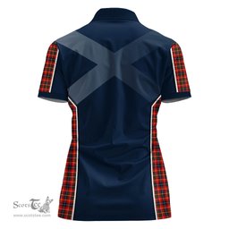 ScotsTee Shop Scottish Innes Modern Clan Scottish Crest and Scottish Thistle Sport Tartan Womens Polo Shirt