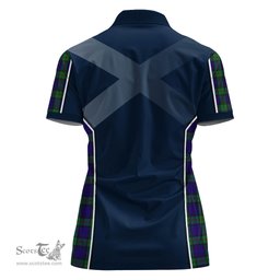 ScotsTee Shop Scottish MacKinlay Modern Clan Scottish Crest and Scottish Thistle Sport Tartan Womens Polo Shirt