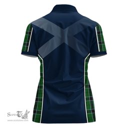 ScotsTee Shop Scottish Innes Hunting Clan Scottish Crest and Scottish Thistle Sport Tartan Womens Polo Shirt