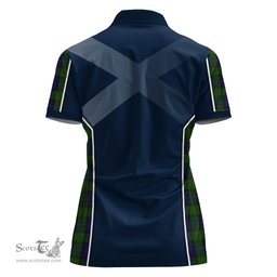 ScotsTee Shop Scottish Gunn Clan Scottish Crest and Scottish Thistle Sport Tartan Womens Polo Shirt