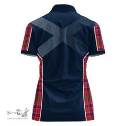 ScotsTee Shop Scottish Lumsden Modern Clan Scottish Crest and Scottish Thistle Sport Tartan Womens Polo Shirt