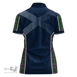 ScotsTee Shop Scottish Gray Hunting Clan Scottish Crest and Scottish Thistle Sport Tartan Womens Polo Shirt