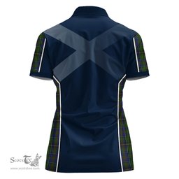 ScotsTee Shop Scottish MacInnes Clan Scottish Crest and Scottish Thistle Sport Tartan Womens Polo Shirt