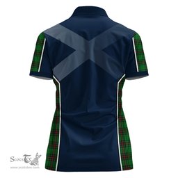 ScotsTee Shop Scottish Lundin Clan Scottish Crest and Scottish Thistle Sport Tartan Womens Polo Shirt