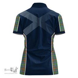 ScotsTee Shop Scottish MacIntosh Hunting Ancient Clan Scottish Crest and Scottish Thistle Sport Tartan Womens Polo Shirt