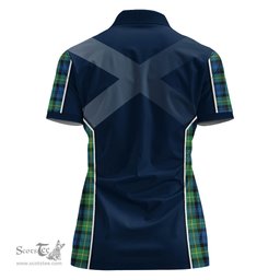 ScotsTee Shop Scottish Gordon Ancient Clan Scottish Crest and Scottish Thistle Sport Tartan Womens Polo Shirt