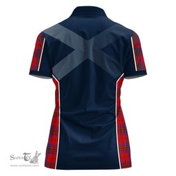 ScotsTee Shop Scottish Leslie Modern Clan Scottish Crest and Scottish Thistle Sport Tartan Womens Polo Shirt