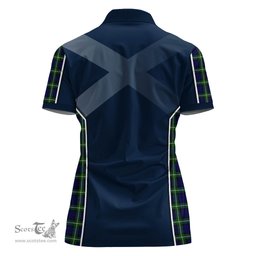 ScotsTee Shop Scottish Lamont Modern Clan Scottish Crest and Scottish Thistle Sport Tartan Womens Polo Shirt