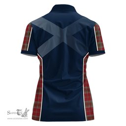 ScotsTee Shop Scottish Lindsay Weathered Clan Scottish Crest and Scottish Thistle Sport Tartan Womens Polo Shirt