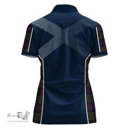 ScotsTee Shop Scottish MacDonald of Clan Ranald Clan Scottish Crest and Scottish Thistle Sport Tartan Womens Polo Shirt