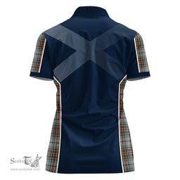 ScotsTee Shop Scottish MacBain Dress Clan Scottish Crest and Scottish Thistle Sport Tartan Womens Polo Shirt