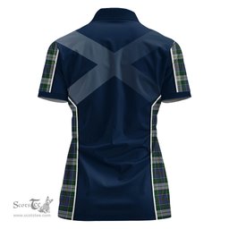 ScotsTee Shop Scottish MacInnes Dress Clan Scottish Crest and Scottish Thistle Sport Tartan Womens Polo Shirt