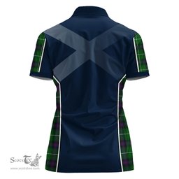 ScotsTee Shop Scottish MacDonald of The Isles Clan Scottish Crest and Scottish Thistle Sport Tartan Womens Polo Shirt