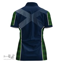 ScotsTee Shop Scottish MacArthur Clan Scottish Crest and Scottish Thistle Sport Tartan Womens Polo Shirt