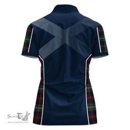 ScotsTee Shop Scottish Malcolm Modern Clan Scottish Crest and Scottish Thistle Sport Tartan Womens Polo Shirt
