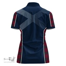 ScotsTee Shop Scottish Lindsay Clan Scottish Crest and Scottish Thistle Sport Tartan Womens Polo Shirt
