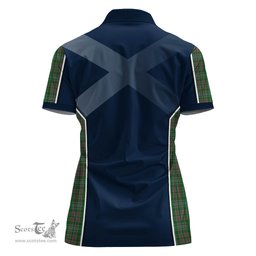 ScotsTee Shop Scottish Ralston USA Clan Scottish Crest and Scottish Thistle Sport Tartan Womens Polo Shirt