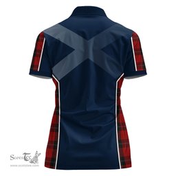 ScotsTee Shop Scottish Ramsay Clan Scottish Crest and Scottish Thistle Sport Tartan Womens Polo Shirt