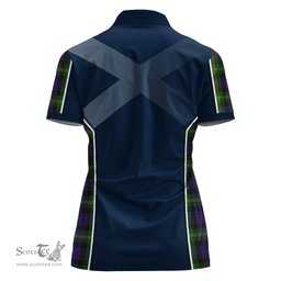 ScotsTee Shop Scottish Watson Clan Scottish Crest and Scottish Thistle Sport Tartan Womens Polo Shirt