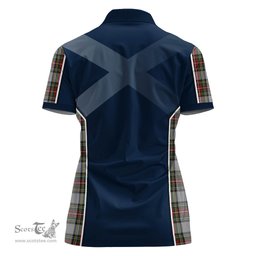 ScotsTee Shop Scottish Stewart Dress Clan Scottish Crest and Scottish Thistle Sport Tartan Womens Polo Shirt