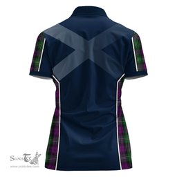ScotsTee Shop Scottish Wilson Clan Scottish Crest and Scottish Thistle Sport Tartan Womens Polo Shirt