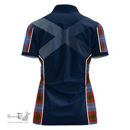 ScotsTee Shop Scottish Spalding Clan Scottish Crest and Scottish Thistle Sport Tartan Womens Polo Shirt