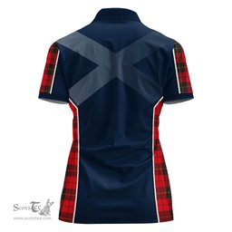 ScotsTee Shop Scottish Wallace Weathered Clan Scottish Crest and Scottish Thistle Sport Tartan Womens Polo Shirt