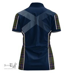 ScotsTee Shop Scottish MacMillan Hunting Modern Clan Scottish Crest and Scottish Thistle Sport Tartan Womens Polo Shirt