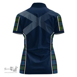 ScotsTee Shop Scottish Newlands of Lauriston Clan Scottish Crest and Scottish Thistle Sport Tartan Womens Polo Shirt