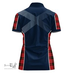 ScotsTee Shop Scottish MacQueen Modern Clan Scottish Crest and Scottish Thistle Sport Tartan Womens Polo Shirt