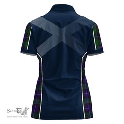ScotsTee Shop Scottish Mitchell Clan Scottish Crest and Scottish Thistle Sport Tartan Womens Polo Shirt