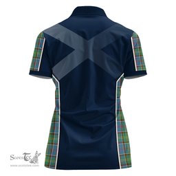 ScotsTee Shop Scottish Whitelaw Clan Scottish Crest and Scottish Thistle Sport Tartan Womens Polo Shirt