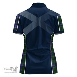 ScotsTee Shop Scottish Wishart Hunting Clan Scottish Crest and Scottish Thistle Sport Tartan Womens Polo Shirt