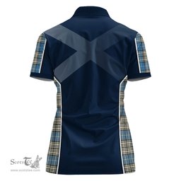 ScotsTee Shop Scottish Napier Ancient Clan Scottish Crest and Scottish Thistle Sport Tartan Womens Polo Shirt