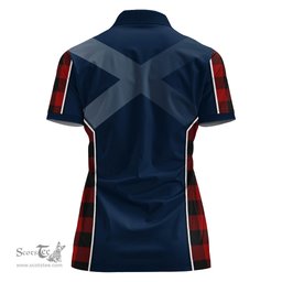 ScotsTee Shop Scottish Rob Roy Macgregor Clan Scottish Crest and Scottish Thistle Sport Tartan Womens Polo Shirt
