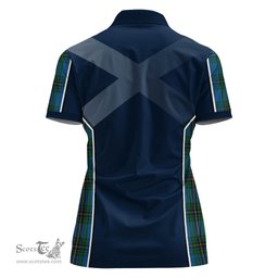 ScotsTee Shop Scottish Murray of Elibank Clan Scottish Crest and Scottish Thistle Sport Tartan Womens Polo Shirt
