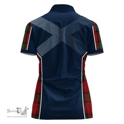 ScotsTee Shop Scottish MacPherson of Cluny Clan Scottish Crest and Scottish Thistle Sport Tartan Womens Polo Shirt