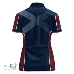 ScotsTee Shop Scottish Murray of Tullibardine Clan Scottish Crest and Scottish Thistle Sport Tartan Womens Polo Shirt