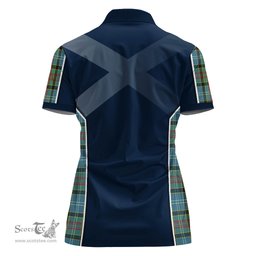 ScotsTee Shop Scottish Walkinshaw Clan Scottish Crest and Scottish Thistle Sport Tartan Womens Polo Shirt