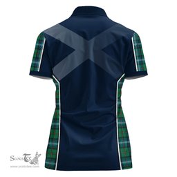 ScotsTee Shop Scottish Urquhart Ancient Clan Scottish Crest and Scottish Thistle Sport Tartan Womens Polo Shirt
