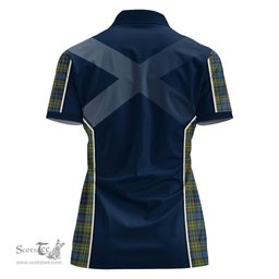 ScotsTee Shop Scottish MacLellan Ancient Clan Scottish Crest and Scottish Thistle Sport Tartan Womens Polo Shirt