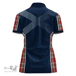 ScotsTee Shop Scottish MacLean of Duart Dress Red Clan Scottish Crest and Scottish Thistle Sport Tartan Womens Polo Shirt
