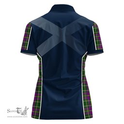 ScotsTee Shop Scottish Taylor Clan Scottish Crest and Scottish Thistle Sport Tartan Womens Polo Shirt