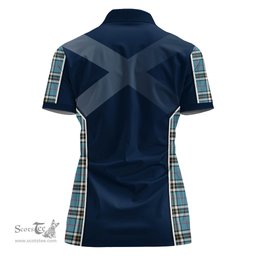 ScotsTee Shop Scottish Thomson Clan Scottish Crest and Scottish Thistle Sport Tartan Womens Polo Shirt
