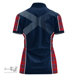 ScotsTee Shop Scottish Rait Clan Scottish Crest and Scottish Thistle Sport Tartan Womens Polo Shirt