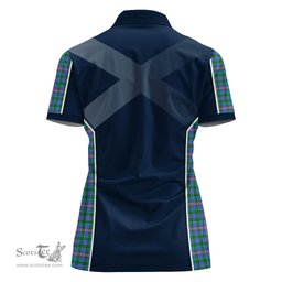 ScotsTee Shop Scottish Pitcairn Hunting Clan Scottish Crest and Scottish Thistle Sport Tartan Womens Polo Shirt