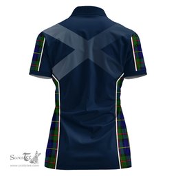 ScotsTee Shop Scottish MacLeod of Harris Modern Clan Scottish Crest and Scottish Thistle Sport Tartan Womens Polo Shirt
