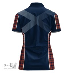 ScotsTee Shop Scottish Ogilvie (Ogilvy) Clan Scottish Crest and Scottish Thistle Sport Tartan Womens Polo Shirt
