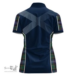 ScotsTee Shop Scottish MacRae Hunting Modern Clan Scottish Crest and Scottish Thistle Sport Tartan Womens Polo Shirt