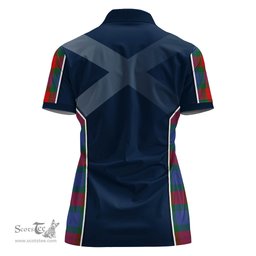 ScotsTee Shop Scottish Mar Clan Scottish Crest and Scottish Thistle Sport Tartan Womens Polo Shirt